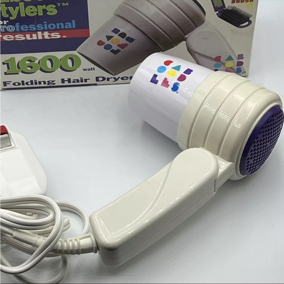 Vintage Caboodles Folding Hair Dryer With Box C-181 Mini Travel Dual Volt Tested - Picture 4 of 9